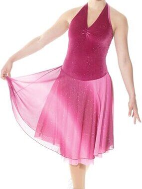 Mondor 12919 dance figure skating dress NWT show competition raspberry 10-12 kid